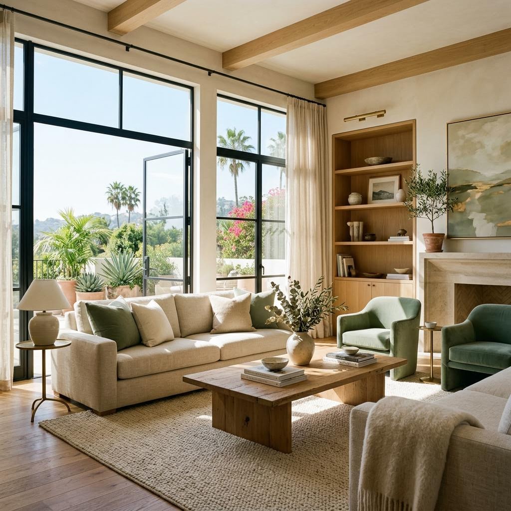 A beautifully clean, sunlit living room